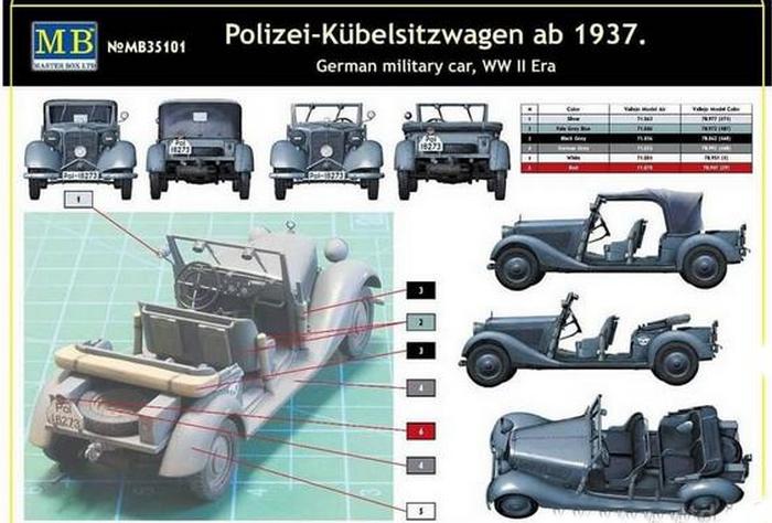 Master Box 35101 1/35 Polizei-Kübelsitzwagen ab 1937 German military car, WWII era