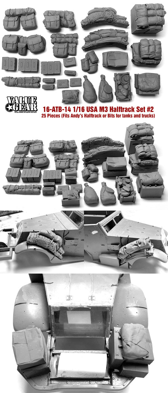 Value Gear 1/35 Scale WWII US Halftrack Fender & Pack Set #2 – Resin Detail Parts For Tamiya M3/M21