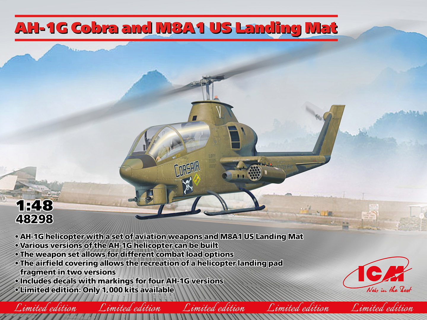ICM 48298 1/48 AH-1G Cobra and M8A1 US Landing Mat Limited Edition