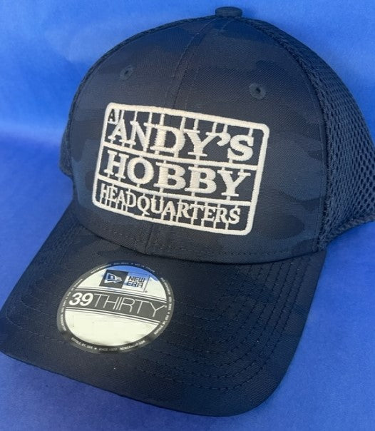 Official Andy's Hobby Headquarters Camo Mesh Cap - NAVY/Stretch Fit Closure M/L or L/XL