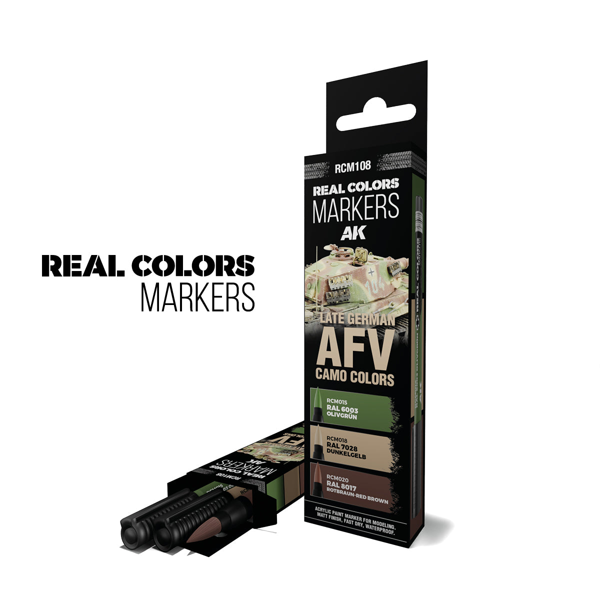 AK Interactive RCM108 Real Colors Markers - Late German AFV Camouflage