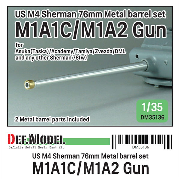 Def Model DM35136 1/35 US M4 Sherman 76(w) M1A1C/ M1A2 Gun metal barrel set