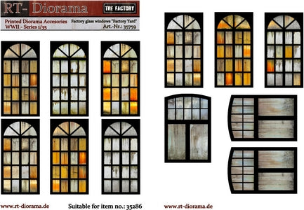 RT DIORAMA 35759 1/35 Printed Accessories: Factory glass windows 