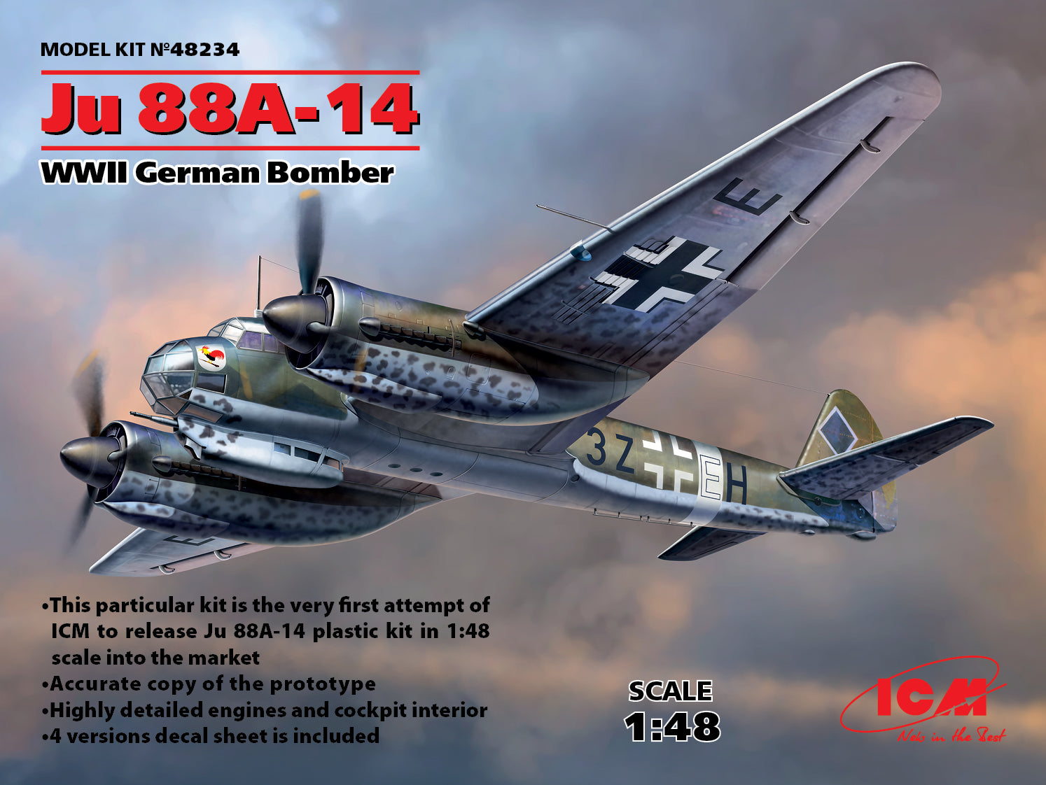 ICM 48234 1/48 Ju 88A-14, WWII German Bomber