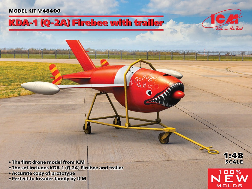 ICM 48400 1/48 KDA-1 (Q-2A) Firebee Drone with Trailer