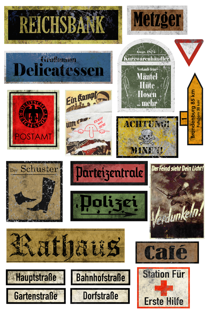 Andy's Hobby Headquarters AHHQ 16PS01 1/16 printed German Signs (various)