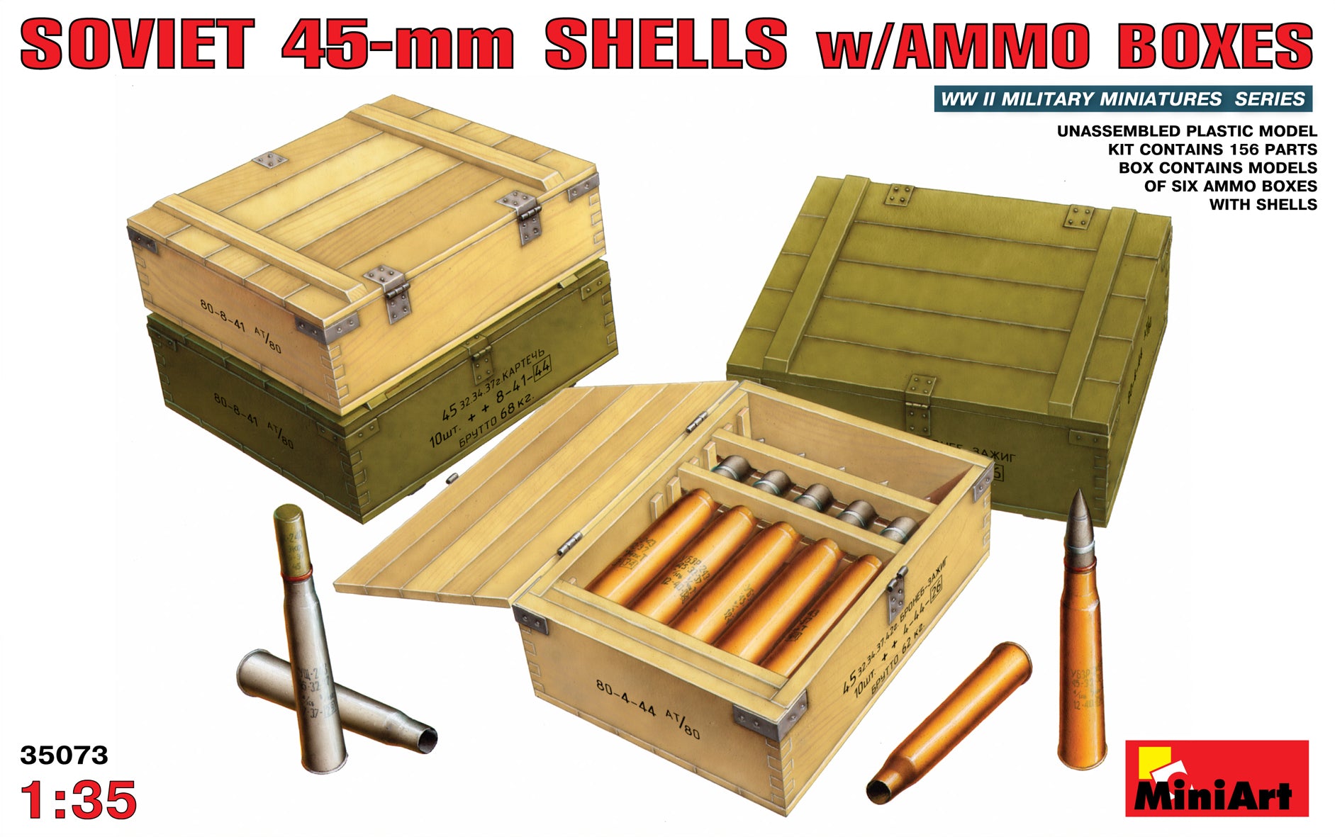 MiniArt 35073 1/35 Soviet 45-mm Shells with Ammo Boxes