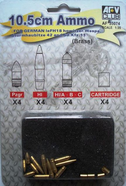 AFV Club 35074 1/35 GERMAN leFH18 10.5cm AMMO (BRASS)