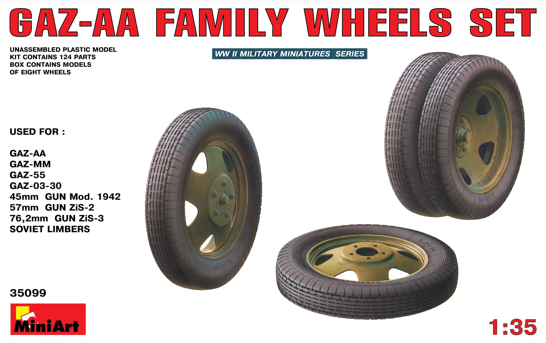 Mini Art Plastics GAZ-AAA Family Wheels Set - Scale Model Kit Accessory, Made In Ukraine - View #11