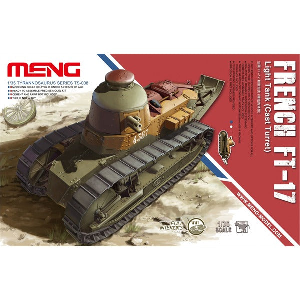 Maquette Meng Char FT-17 Light Tank (tourelle Coulée) - Échelle 1:35 - Réf. TS-008