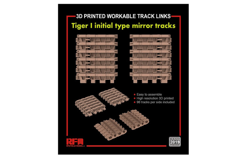 Rye Field Model 2019 1/35 Workable Track Links for Tiger I Initial Type Mirror Tracks (3D Printed)