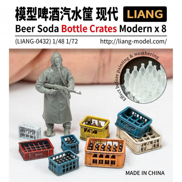 Liang Model 0432 1/35 Beer Soda Bottle Crates Modern x 8 (Scale 1/48)