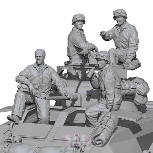 Sol Resin Factory MM716 1/16 WWII U.S. Army M8 CREW 4 FIGURES