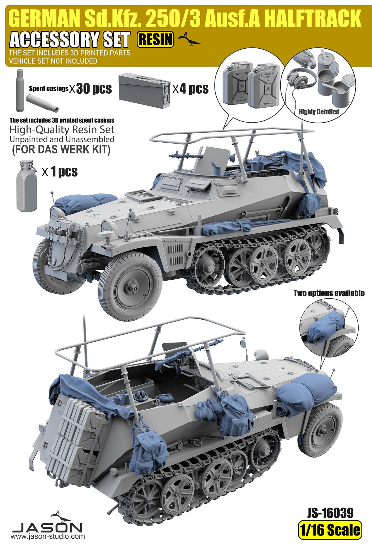 Jason Studios 16039 1/16 GERMAN Sd.Kfz.250/3 Ausf. A HALFTRACK ACCESSO