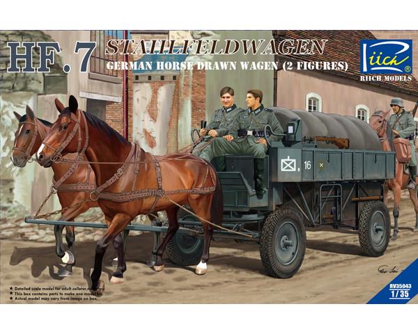 Riich 35047 1/35 German Hf.7 Horse drawn Steel field wage w/2Horses & 2 Figures