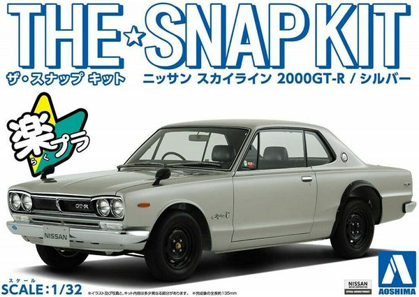 Aoshima 20162 1/32 Snap Kit #16-SV Nissan C10 Skyline 2000GT-R Silver