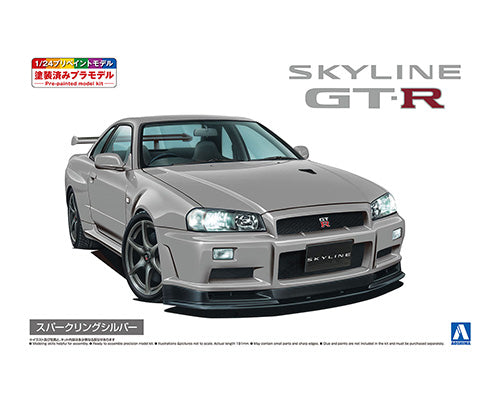 Aoshima 06605 1/24 Nissan BNR34 Skyline GT-R V-Spec II '00 Sparkling Silver