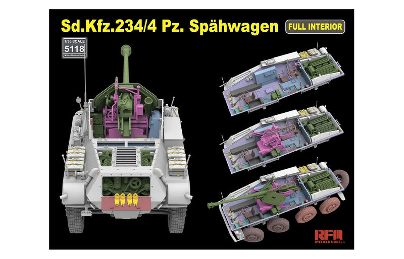 Rye Field Model 5118 1/35 Sd.Kfz.234/4 Panzerspahwagen with FULL INTERIOR