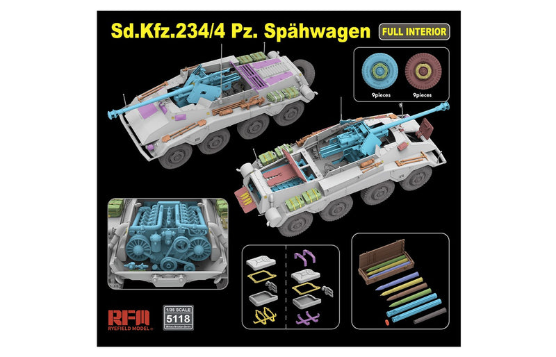 Rye Field Model 5118 1/35 Sd.Kfz.234/4 Panzerspahwagen with FULL INTERIOR