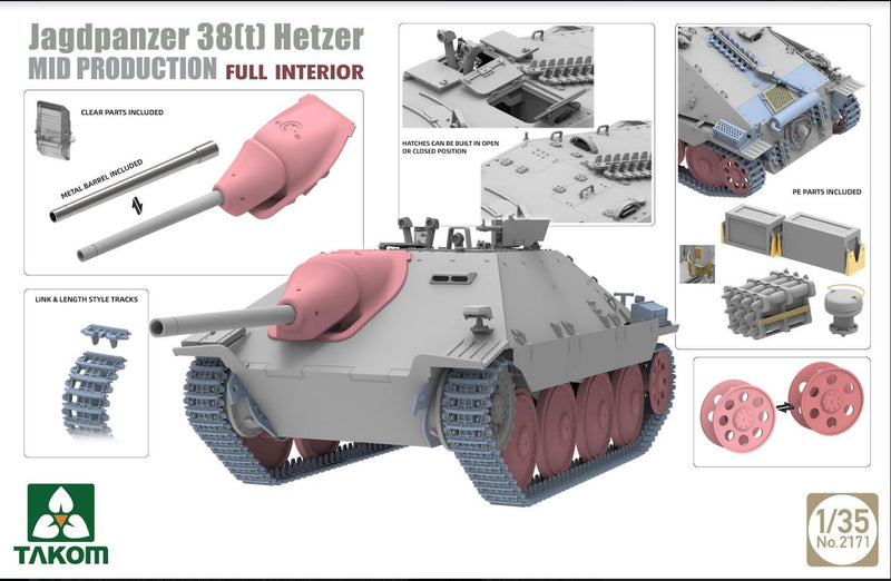 Takom 2171 Jagdpanzer 38(t) Hetzer MID PRODUCTION  w/ Full Interior