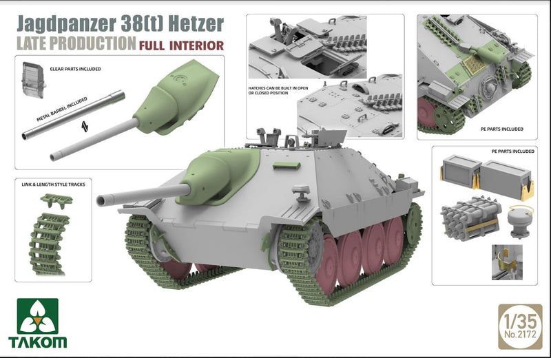 Takom 2172 Jagdpanzer 38(t) Hetzer LATE PRODUCTION  w/ Full Interior