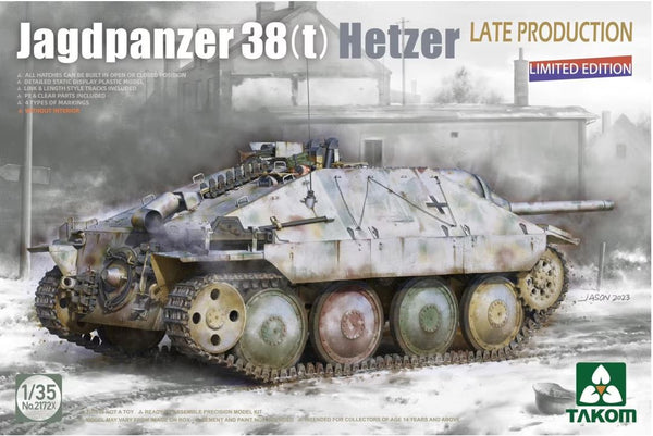 Takom 2172X 1/35 Jagdpanzer 38(t) Hetzer LATE-Limited Ed NO INTERIOR