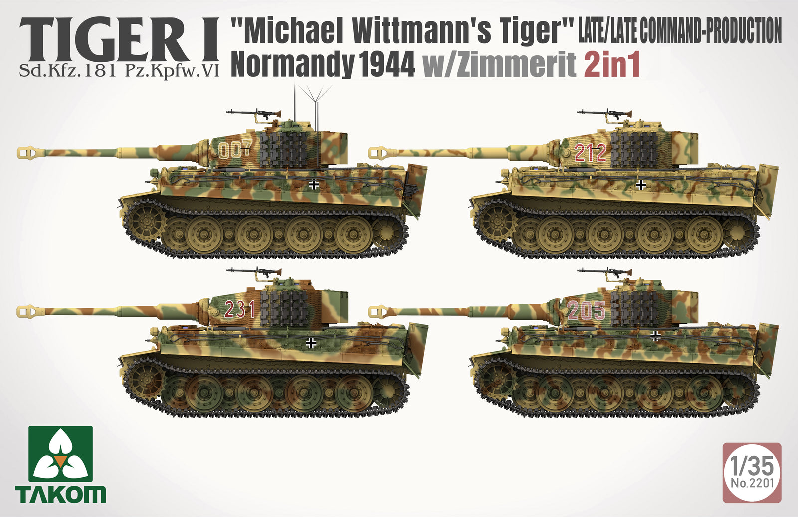 TAKOM 2201W TIGER I BIG BOX2 2 1/35 kits & 1:16 M. Wittmann figure