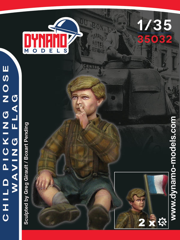 Dynamo DYM35032 1/35 Little boy picking nose / waving flag