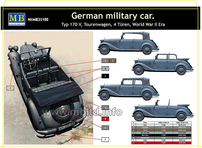 Master Box 35100 1/35 German Military Car Mercedes-Benz 170 V