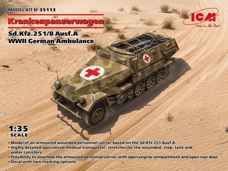 ICM 35113 1/35 Sd.Kfz.251/8 Ausf.A WWII German Ambulance