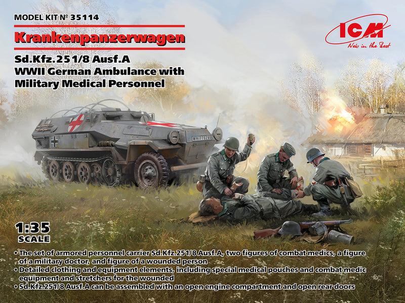 ICM 35114 1/35 Sd.Kfz.251/8 Ausf.A Ambulance with Military Medical Personnel