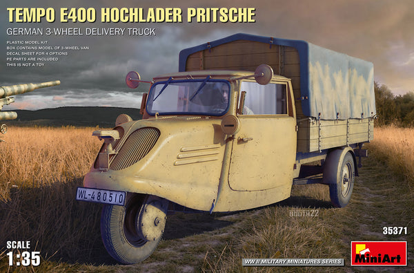 MiniArt 35371 1/35 Tempo E400 Hochlader Pritsche German 3-Wheel Delivery Truck