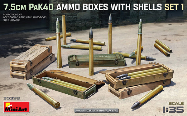 MiniArt 35398 1/35 7.5cm PaK40 Ammo Boxes with Shells - Set 1