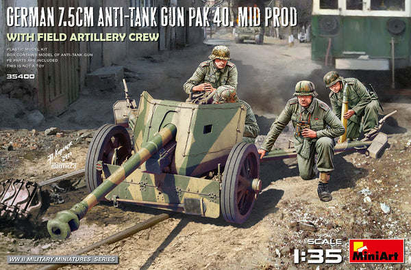 MiniArt 35400 1/35 GERMAN 7.5CM ANTI-TANK GUN PAK 40. MID PROD. WITH FIELD ARTILLERY CREW