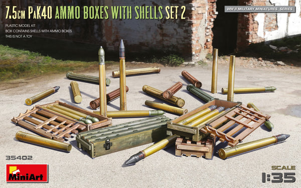 MiniArt 35402 1/35 7.5cm PaK40 Ammo Boxes with Shells - Set 2