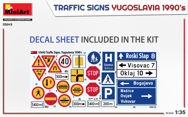MiniArt 35643 1/35 Traffic Signs - Yugoslavia 1990’s