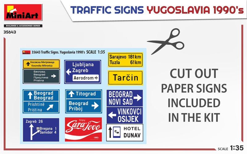 MiniArt 35643 1/35 Traffic Signs - Yugoslavia 1990’s
