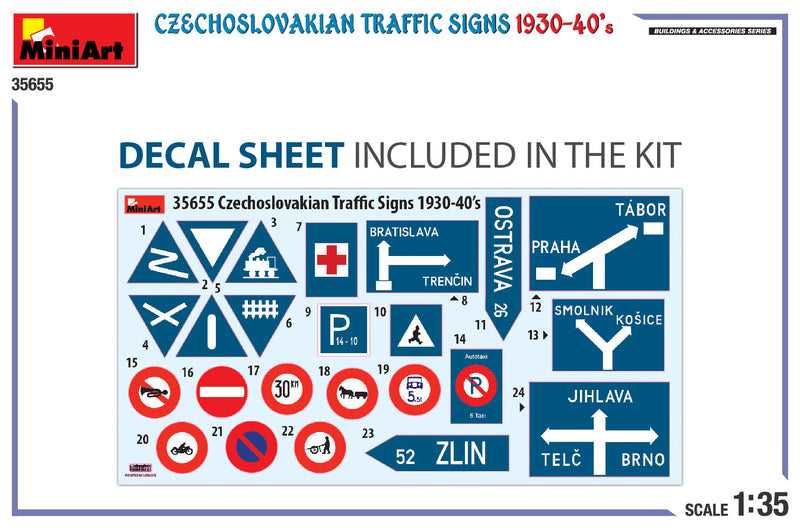 MiniArt 35655 1/35 Czechoslovakian Traffic Signs - 1930-40’s