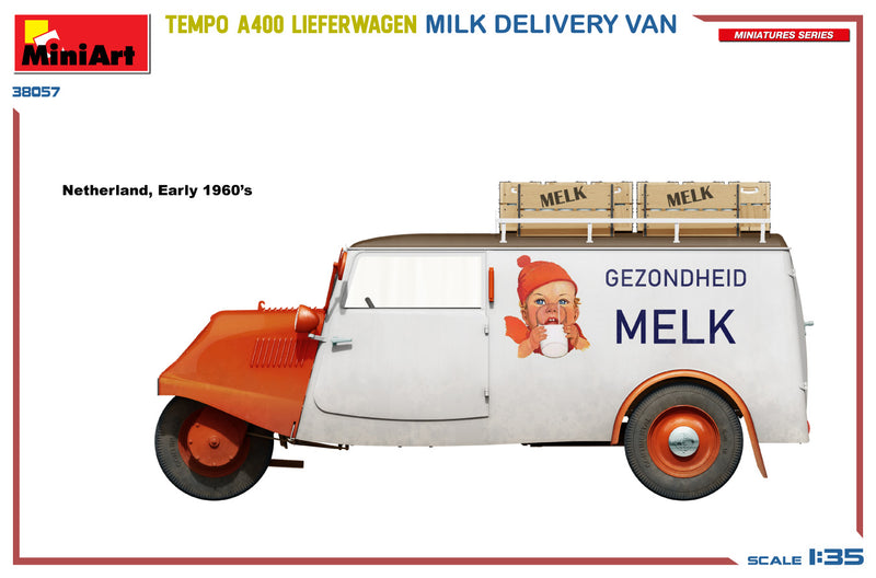 MiniArt 38057 1/35 Tempo A400 Lieferwagen Milk Delivery Van