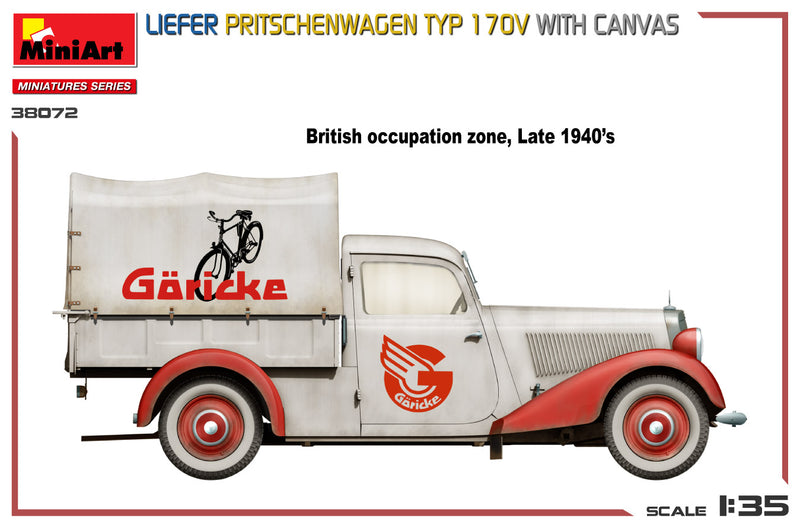 MiniArt 38072 1/35 Liefer Pritschenwagen TYP 170V with Canvas