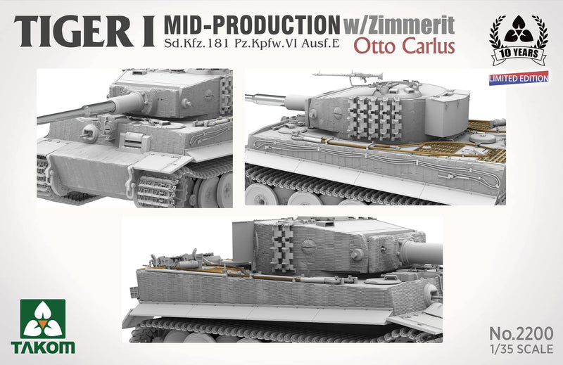 Takom 2200W 1/35 TIGER I ZIMMERIT BIG BOX 3 kits + 1:16 Otto Carius figure