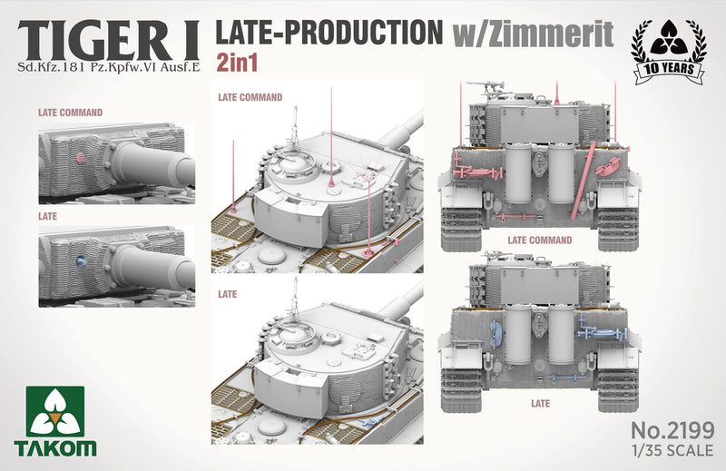 Takom 2199 1/35 TIGER I LATE w/ZIMMERIT Sd.Kfz.181 Pz.Kpfw.VI