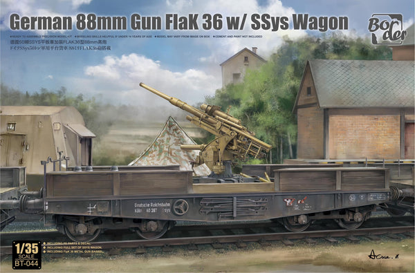 Border Model BT044 1/35 German 88mm Flak36 w SSys Wagon train car