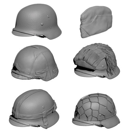 Sol Resin Factory MM475 1/16   WWII German Helmets and side cap (3D printed model kit)