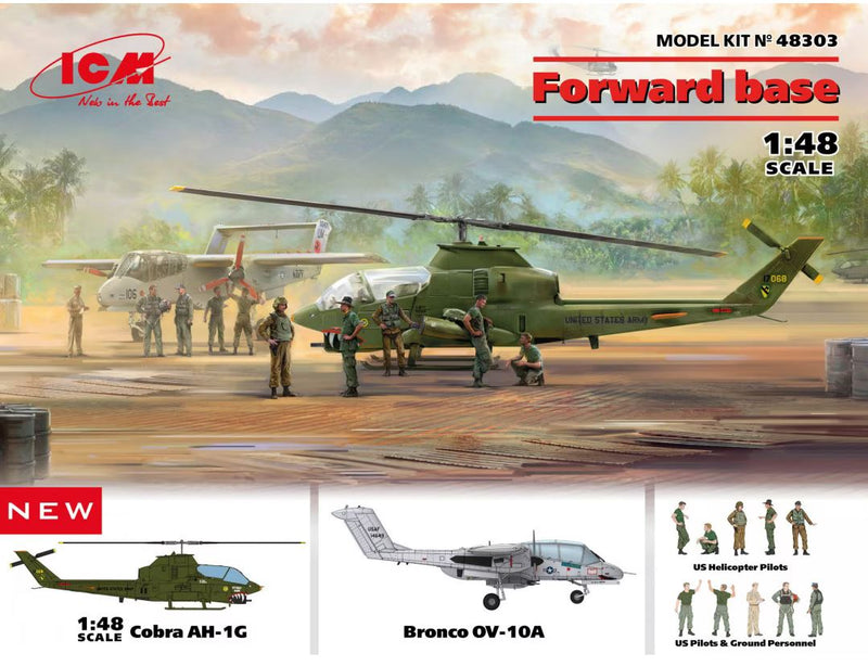 ICM 48303 1/48 Forward Base Bell AH-1 Cobra + OV-10 Bronco + figures