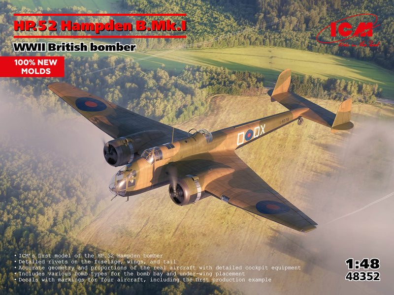 ***PREORDER - NOT IN STOCK  ICM 48352 1/48 HP.52 Hampden B.Mk.I WWII British bomber ***PREORDER - NOT IN STOCK