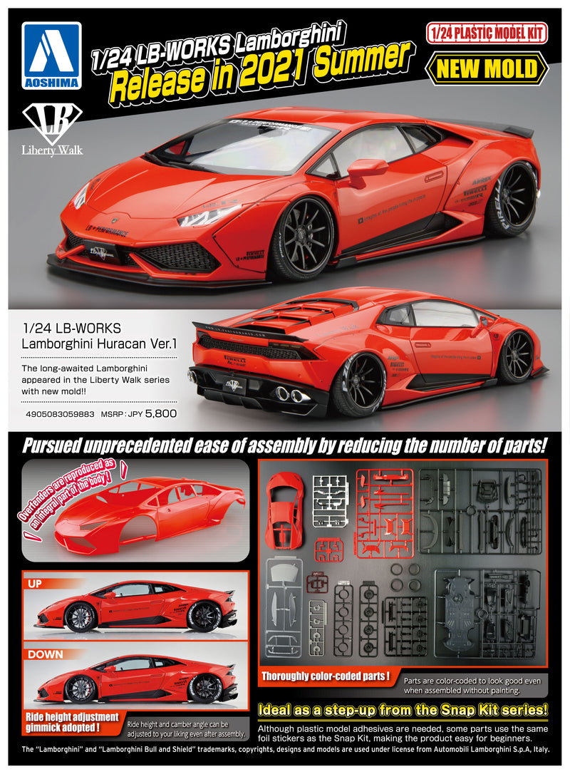 Aoshima 05988 1/24 Liberty Walk LB Works Lamborghini Huracan Ver.1