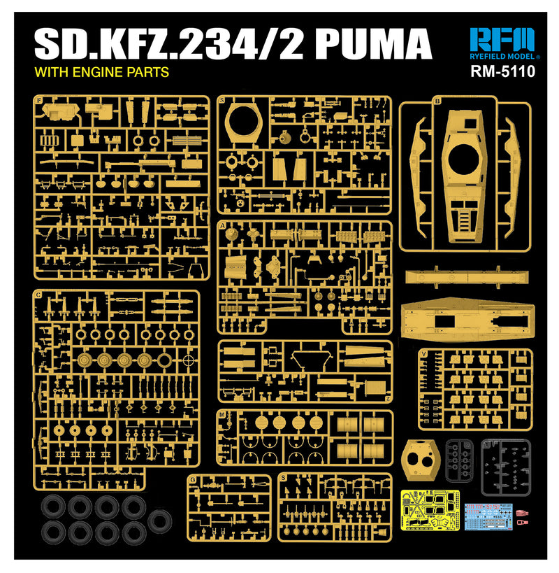 ***PRE-ORDER RFM 5110 1/35 Sd.Kfz 234/2 Puma with Engine parts PRE-ORDER ***
