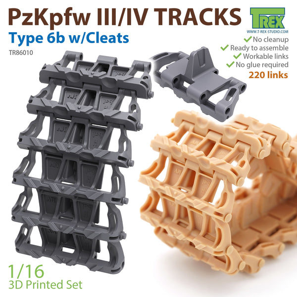 T-Rex 86010 1/16 PzKpfw III/IV Tracks Type 6b w/Cleats