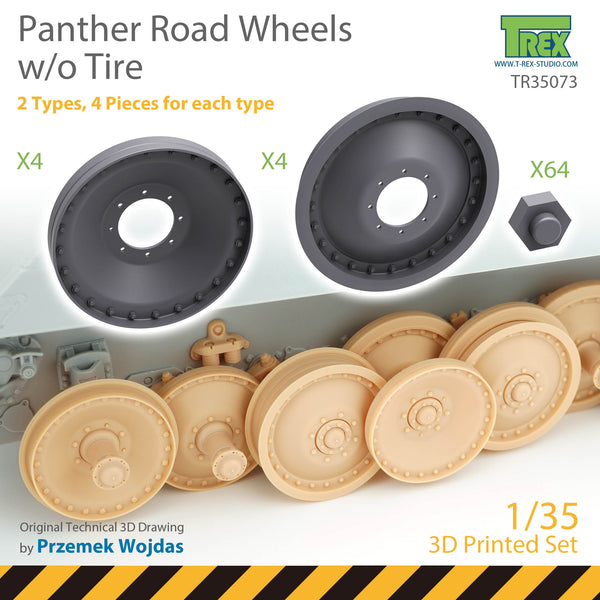 T-Rex 35073 1/35 Panther Road Wheels w/o Tire Set (2 types, 4 pieces for each type)